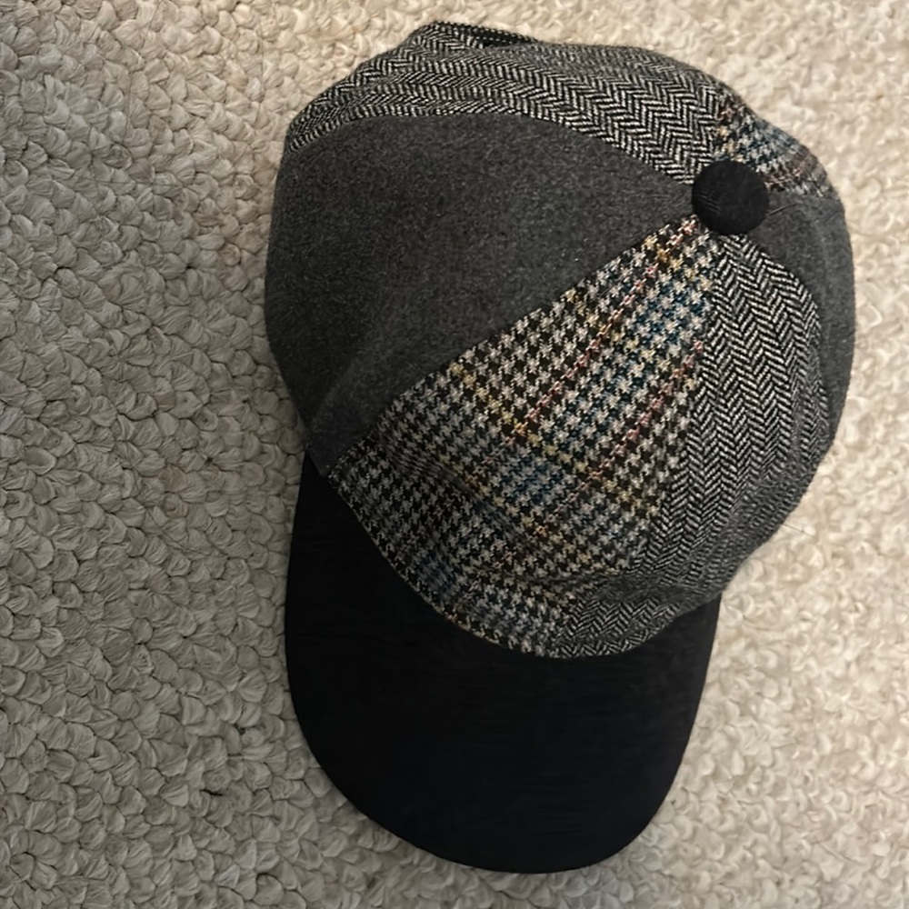 Tweed and houndstooth pattern baseball hat